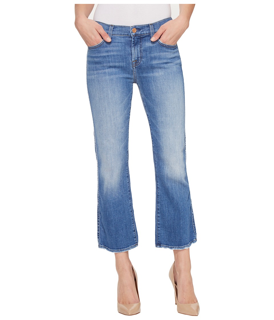 7 For All Mankind Cropped Boot w/ Grinded Hem in Adelaide Bright Blue (Adelaide Bright Blue) Women