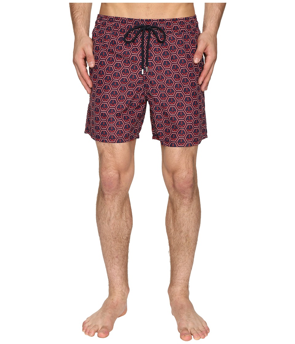 Vilebrequin Moorea Anchor of China Swim Trunk (Navy/Red) Men