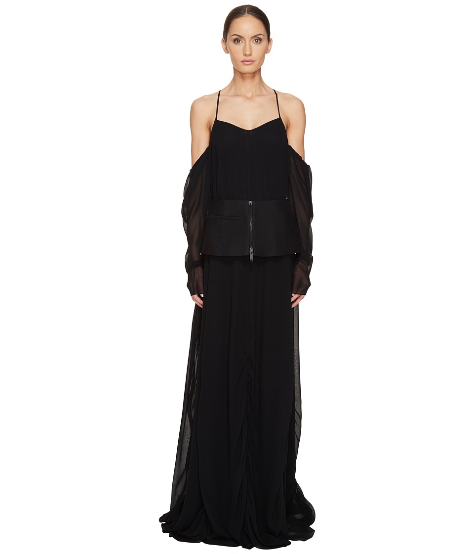 Vera Wang Off the Shoulder Draped Gown with Peplum (Black) Women