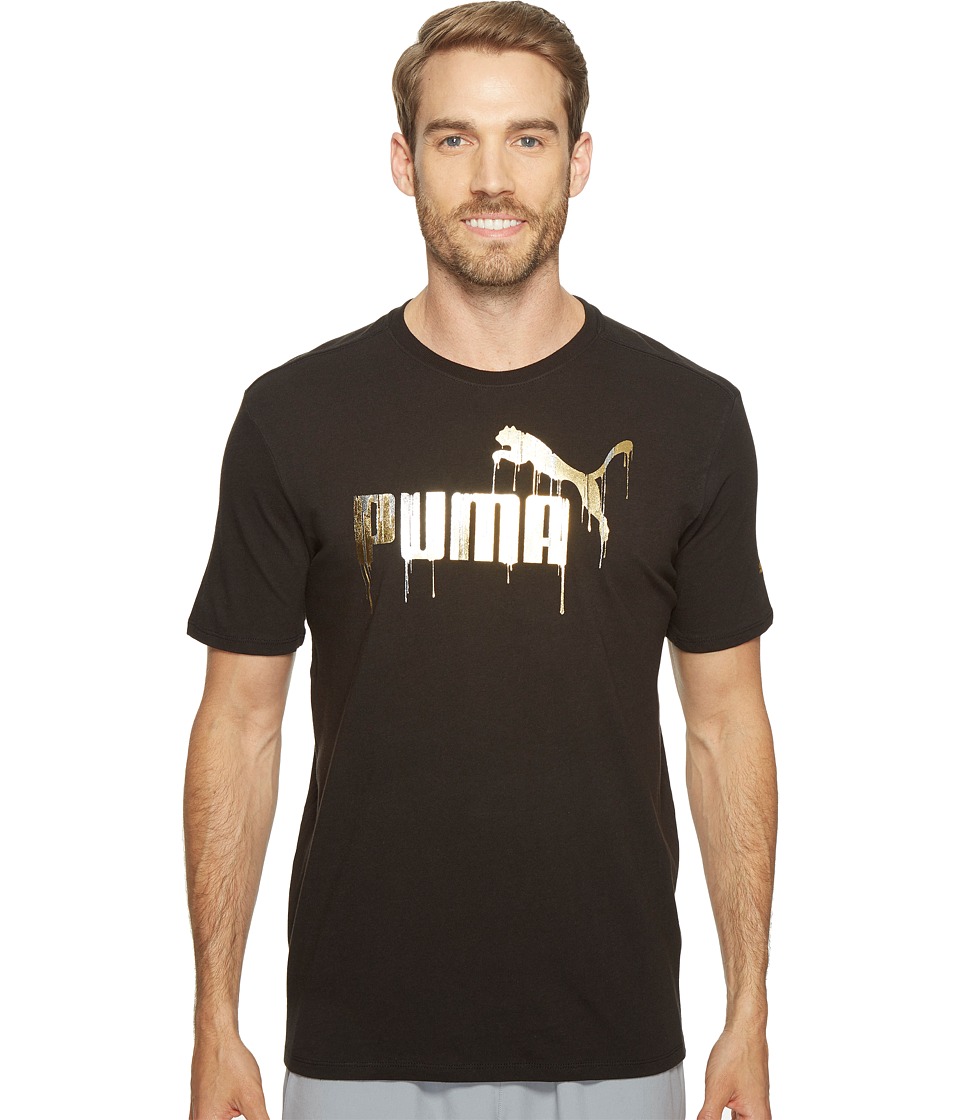 PUMA No. 1 Drip Logo Tee (Puma Black/Gold Foil) Men