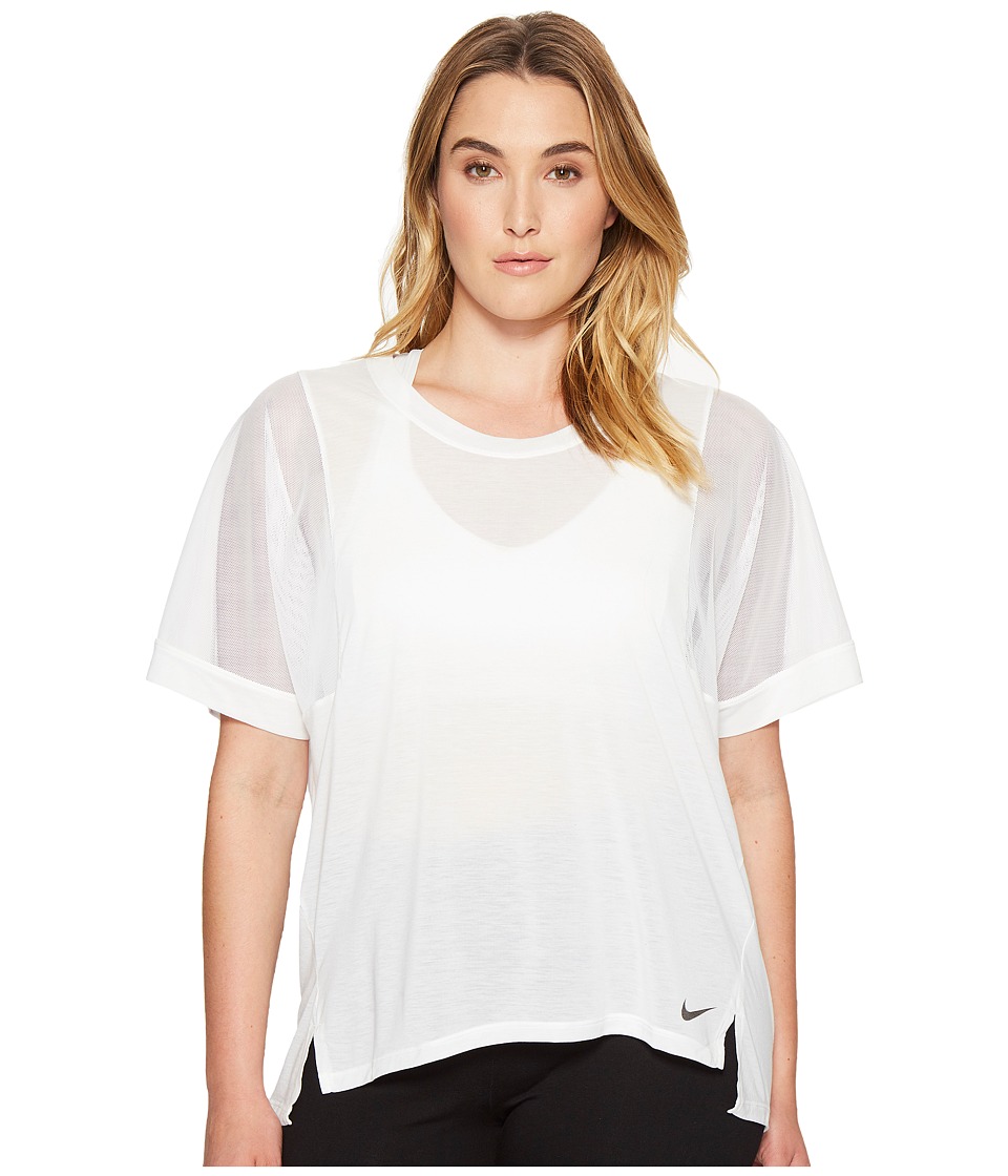Nike Breathe Training Top (Size 1X-3X) (White/White/Black) Women
