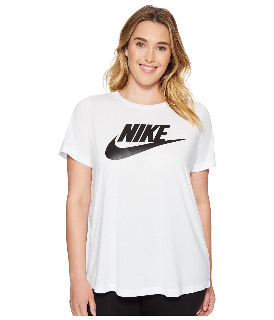 Nike Sportswear Essential T-Shirt (Size 1X-3X) (White/Black) Women