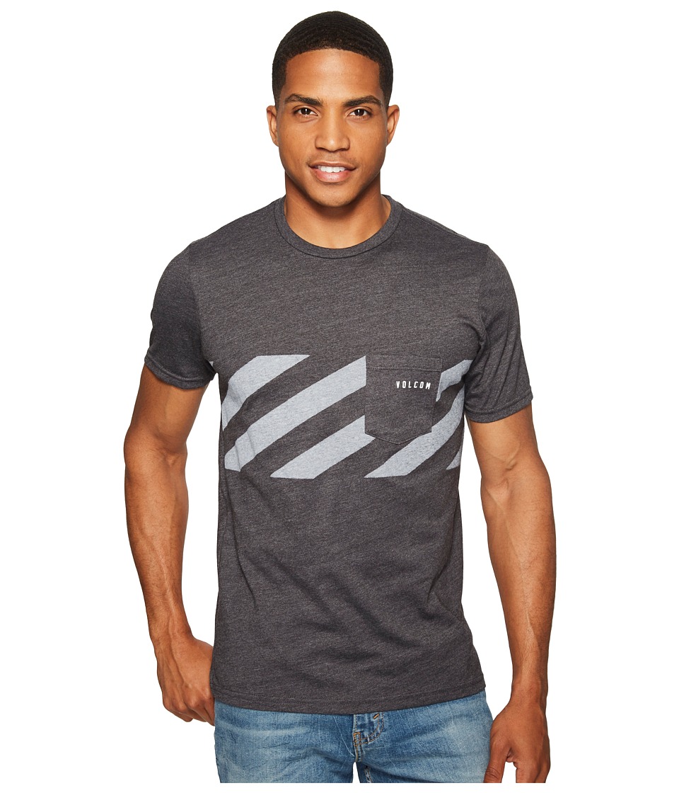 Volcom Macaw Stripe Pocket Tee (Heather Black) Men