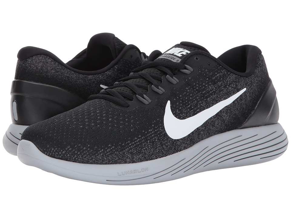 Nike LunarGlide 9 (Black/White/Dark Grey/Wolf Grey) Men