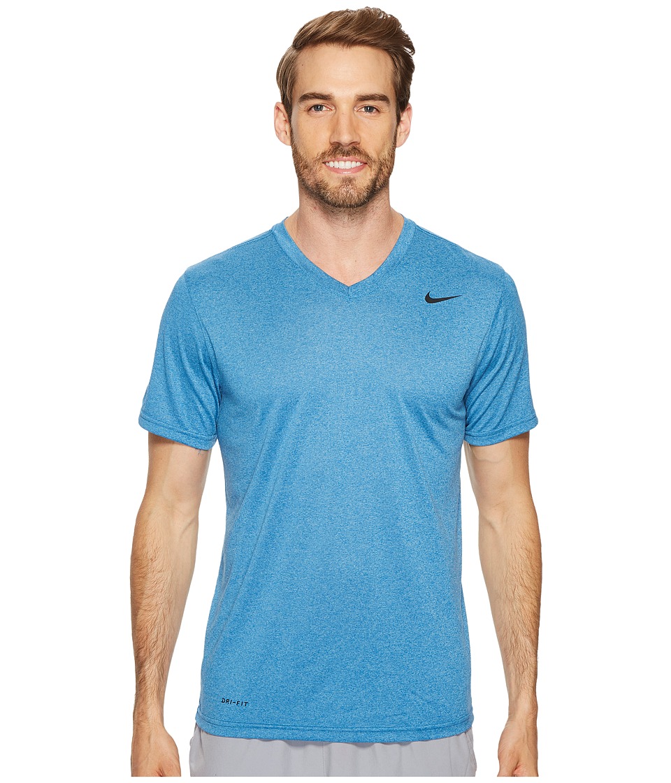 Nike Legend 2.0 Short Sleeve V-Neck Tee (Blue Jay/Cerulean/Heather/Black) Men