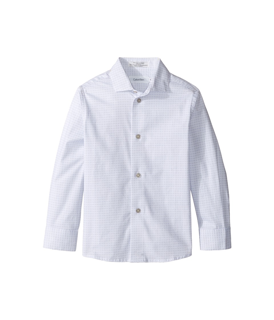 Calvin Klein Kids Long Sleeve Square Dot Print Shirt (Little Kids) (White) Boy