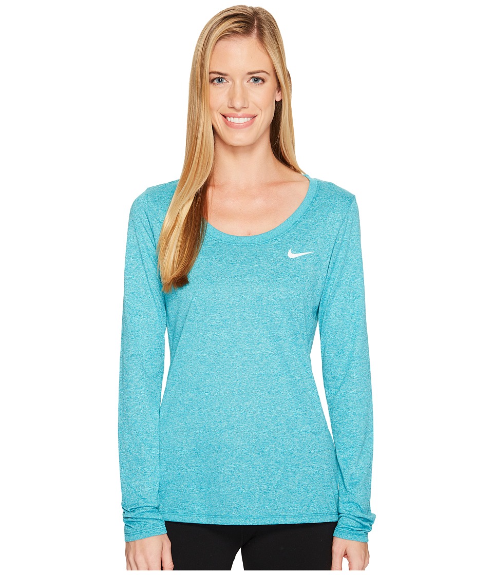 Nike Dry Legend Long Sleeve Tee (Blustery/Light Aqua/Heather/White) Women