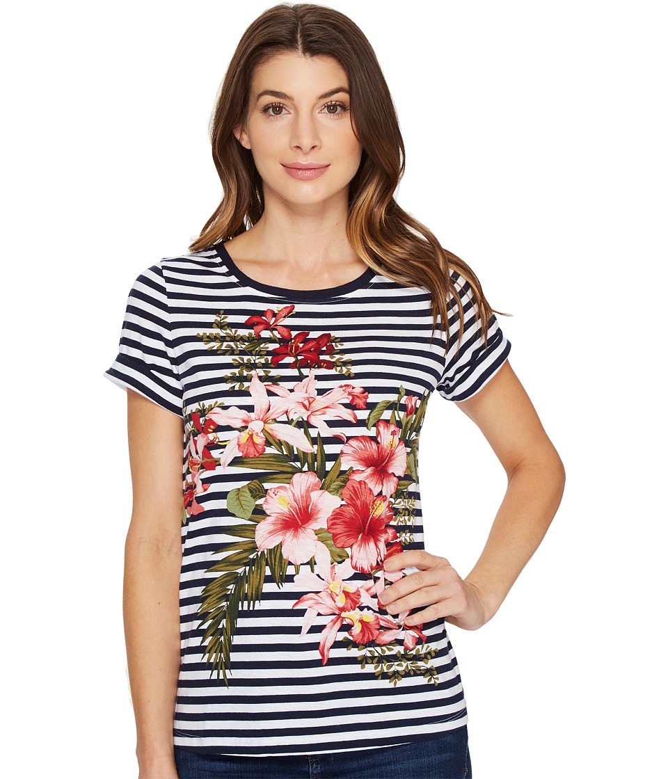 Tommy Bahama Sacred Groves Stripe Short Sleeve Tee (Ocean Deep) Women