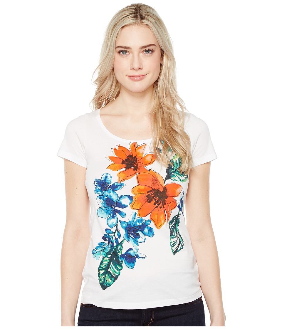 Tommy Bahama Celena Blooms Short Sleeve Tee (White) Women