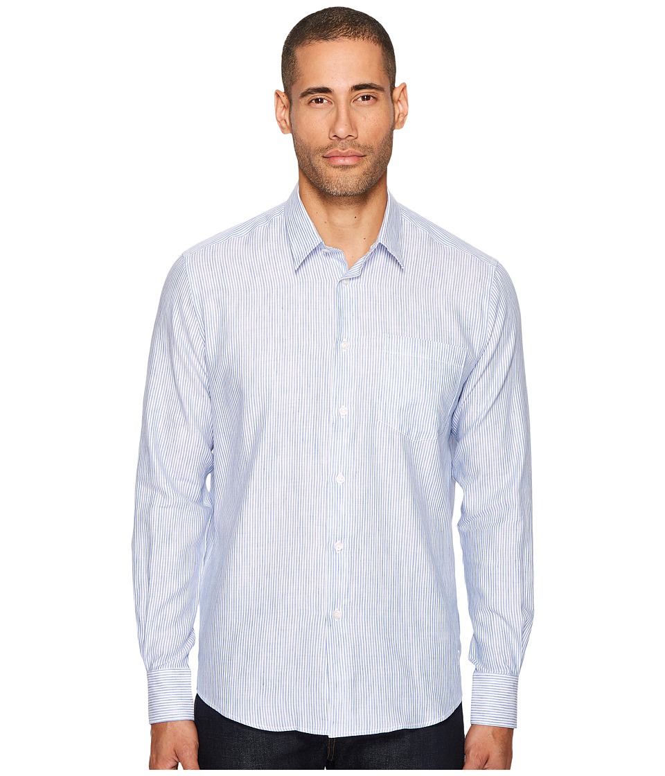 Vilebrequin Long Sleeve Striped Linen Button Down (Blue/White) Men