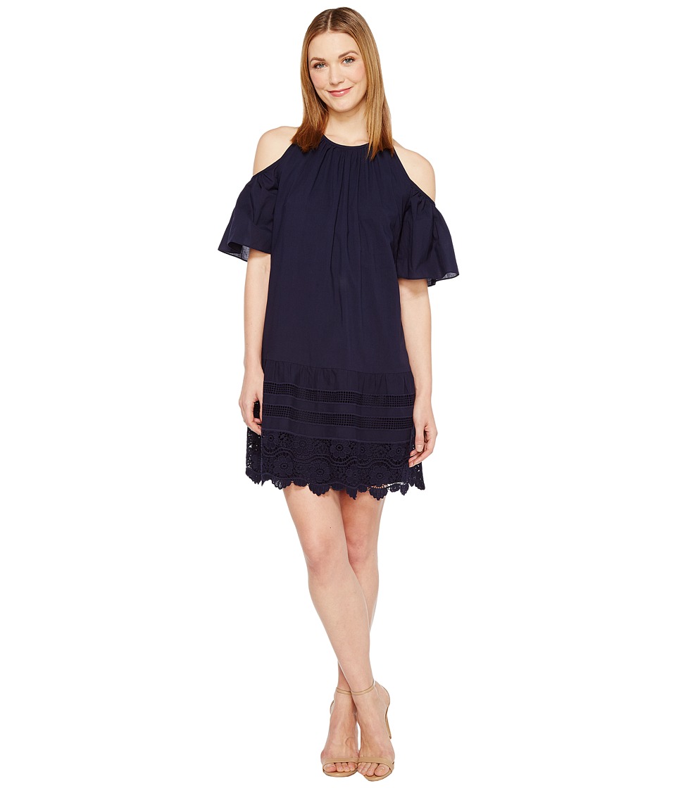 Maggy London Cold-Shoulder Shift Dress (Navy) Women