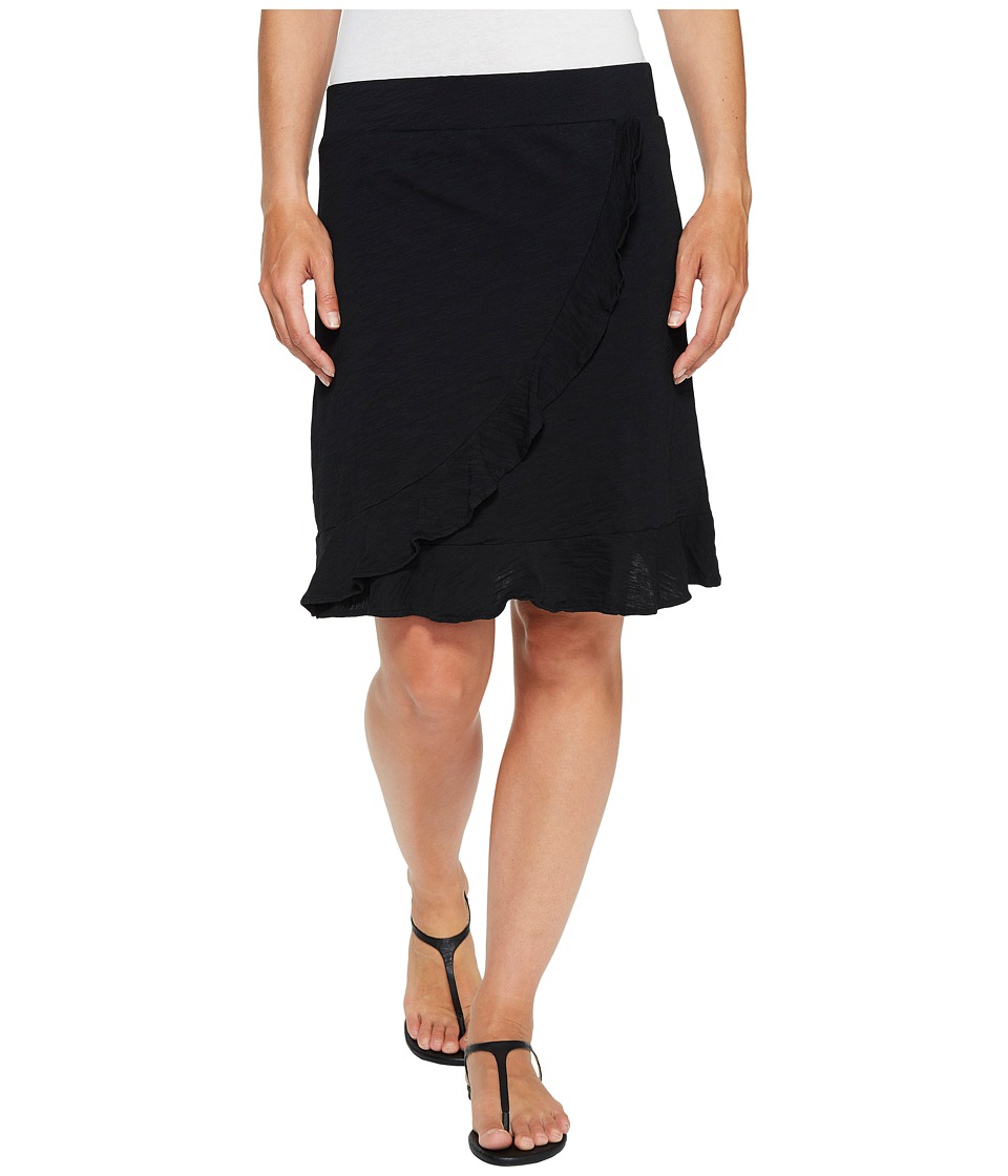 Mod-o-doc Slub Jersey Faux Wrap Ruffle Skirt (Black) Women