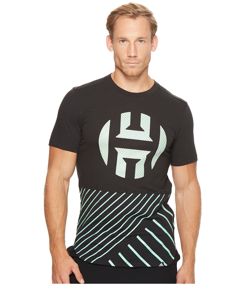 adidas Harden Logo Scoop Tee (Black/Easy Green) Men