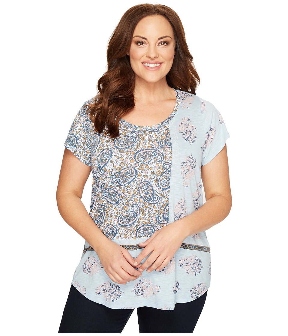 Lucky Brand Plus Size Paisley Mixed Tee (Celestial Blue) Women