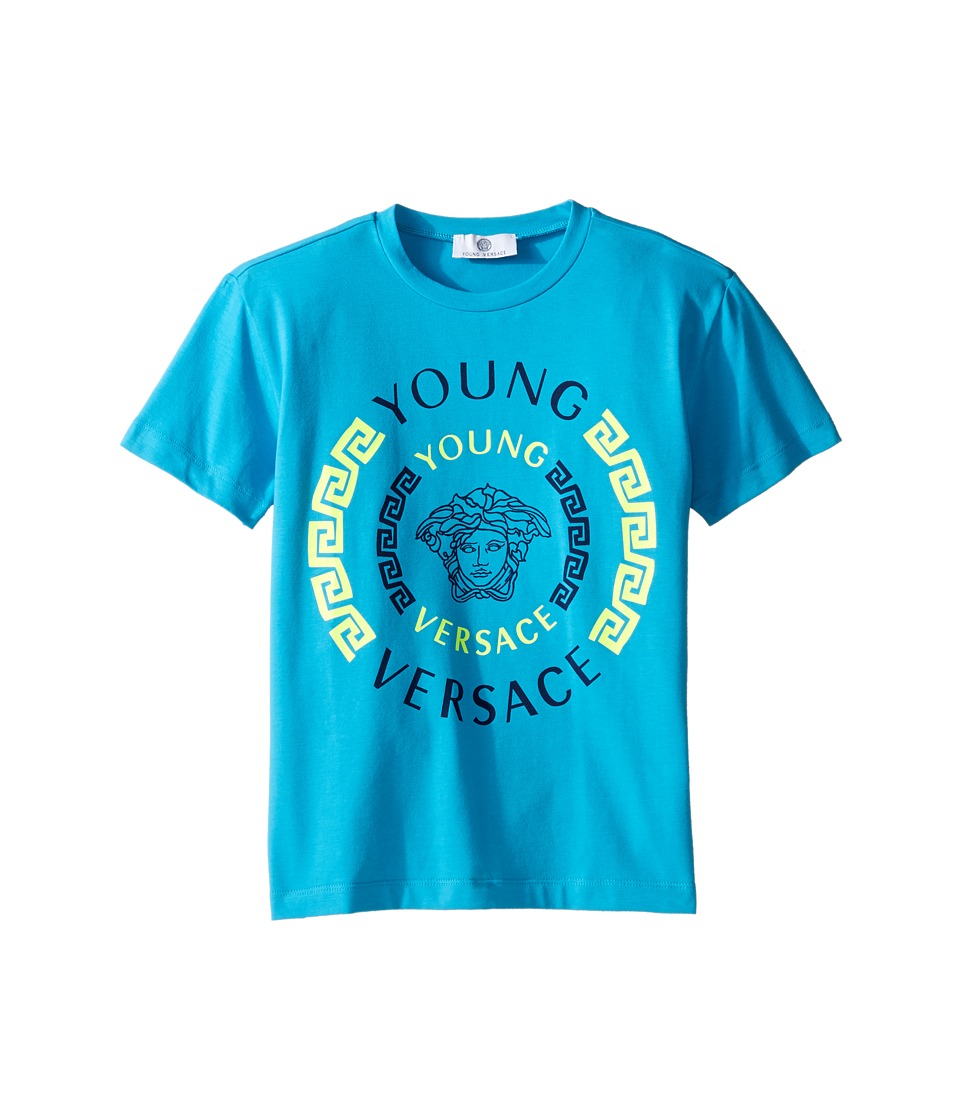 Versace Kids Short Sleeve Contract Medusa Logo T-Shirt (Big Kids) (Turquoise) Boy