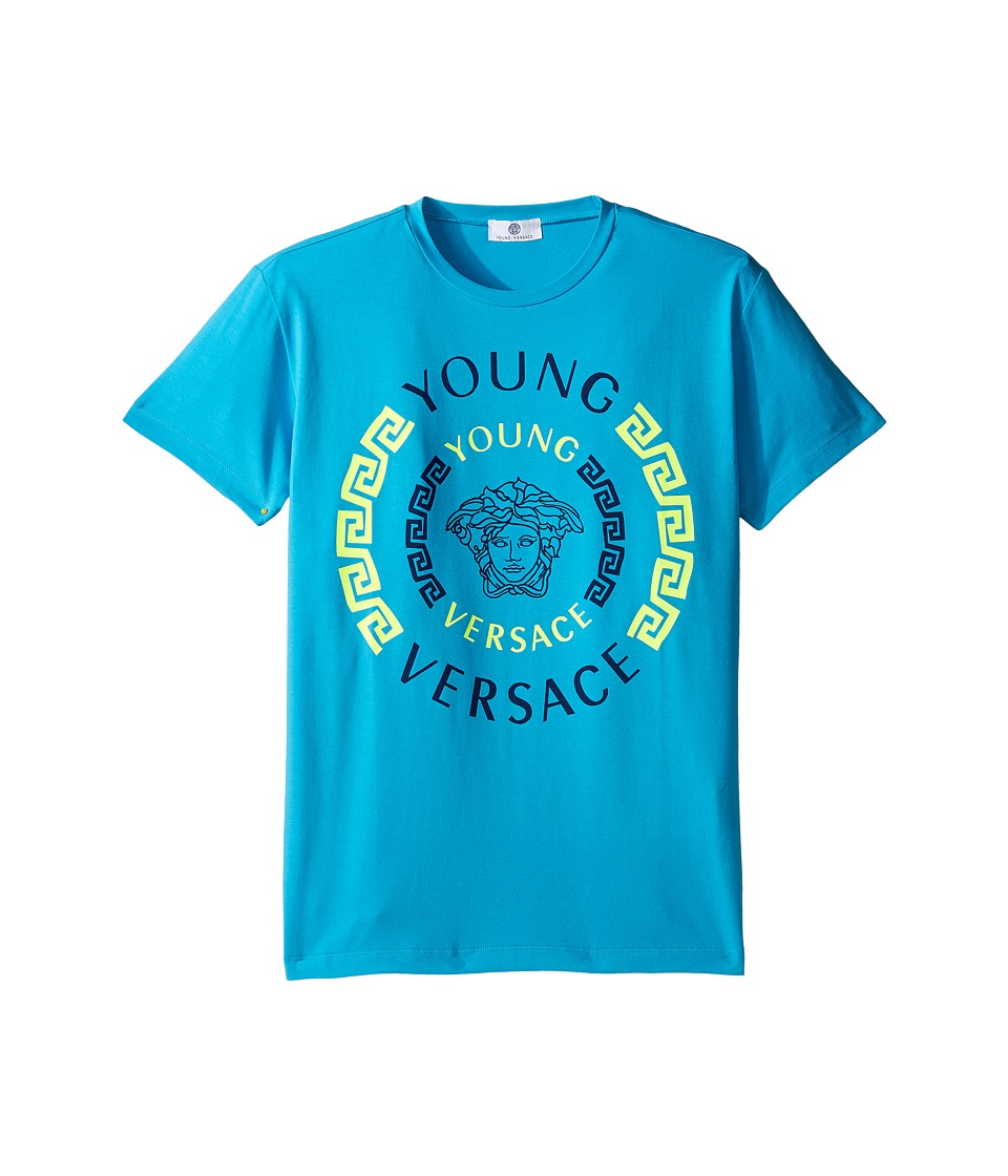 Versace Kids Short Sleeve Contract Medusa Logo T-Shirt (Big Kids) (Turquoise) Boy