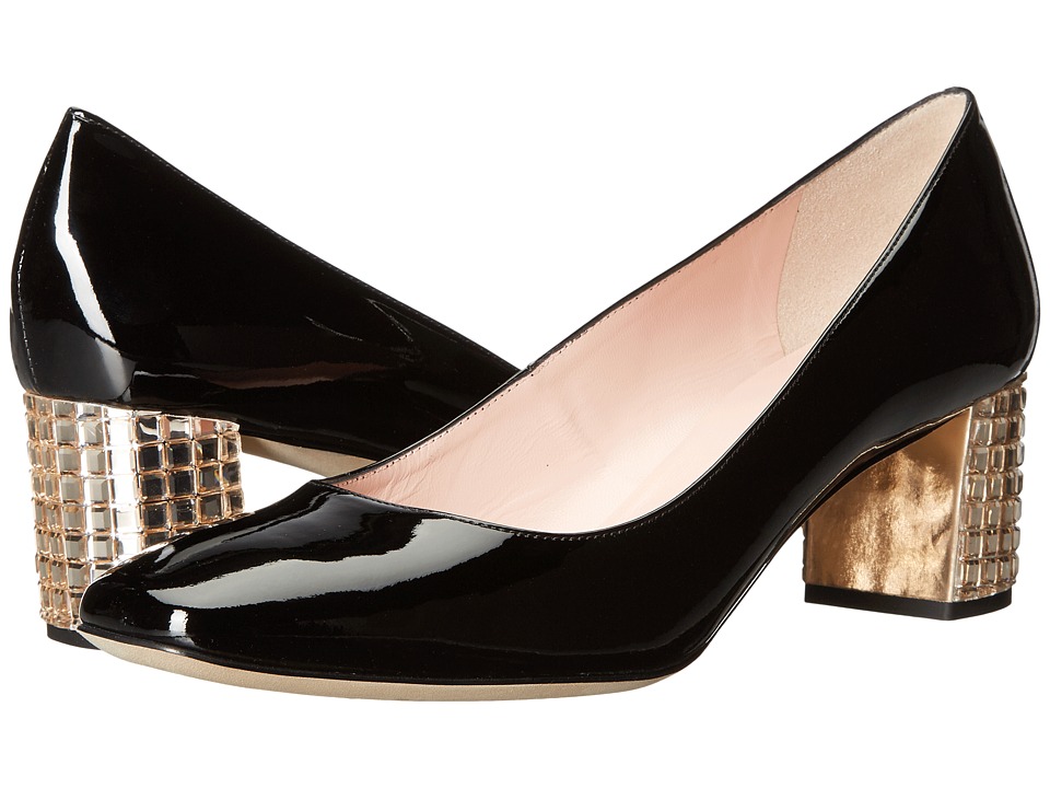 Kate Spade New York Danika Too (Black Patent/Light Natural Stoned Heel) High Heels