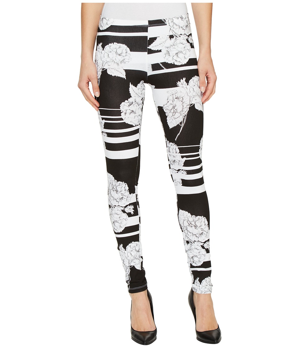 HUE Striped Hydrangea Cotton Leggings (Black) Women