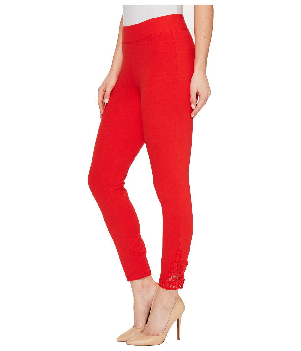 HUE Wide Waistband Lace Trim Pique Capris (Red Alert) Women