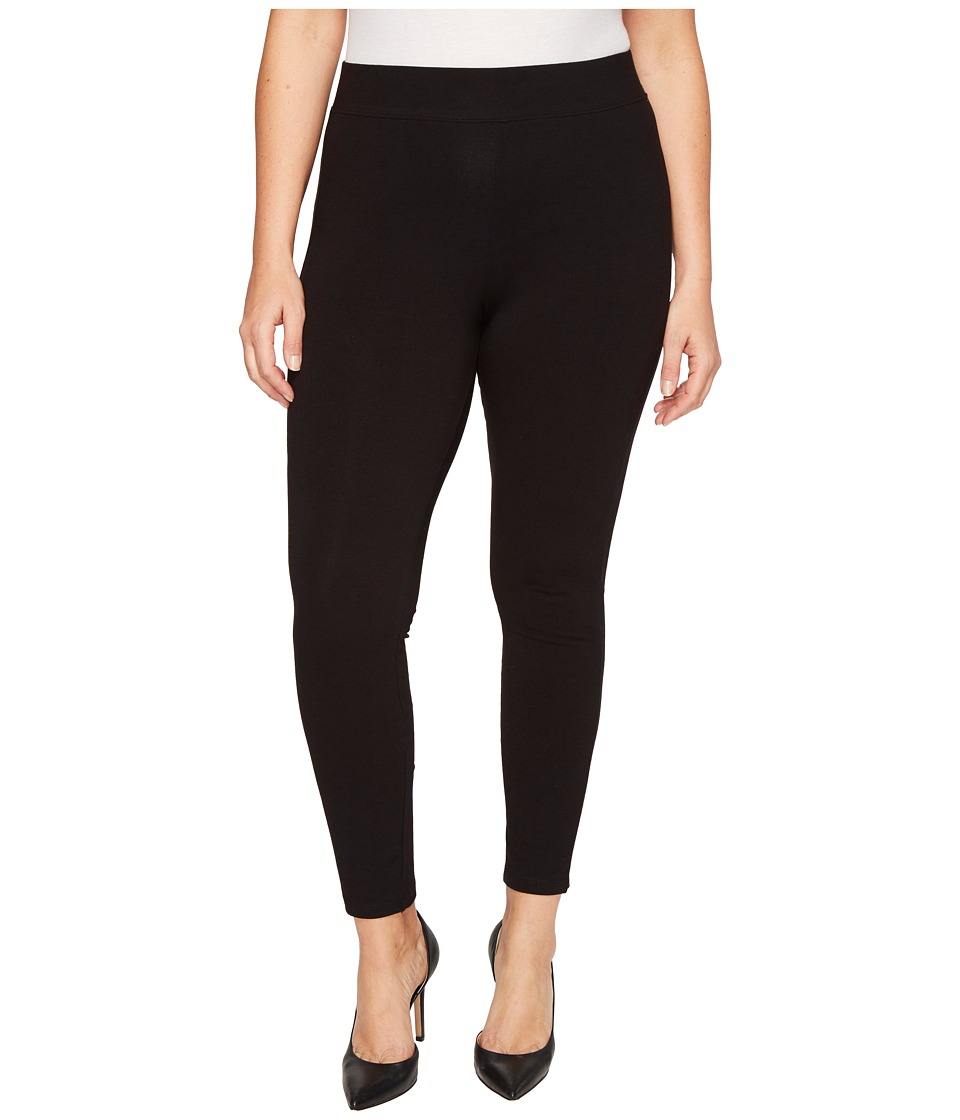 HUE Plus Size Temp Control Cotton Leggings (Black) Women