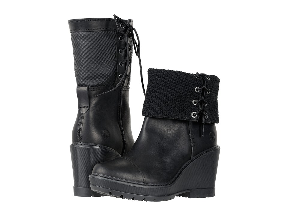 Timberland Kellis Mid Fold Down Boot (Black Full-Grain) Women