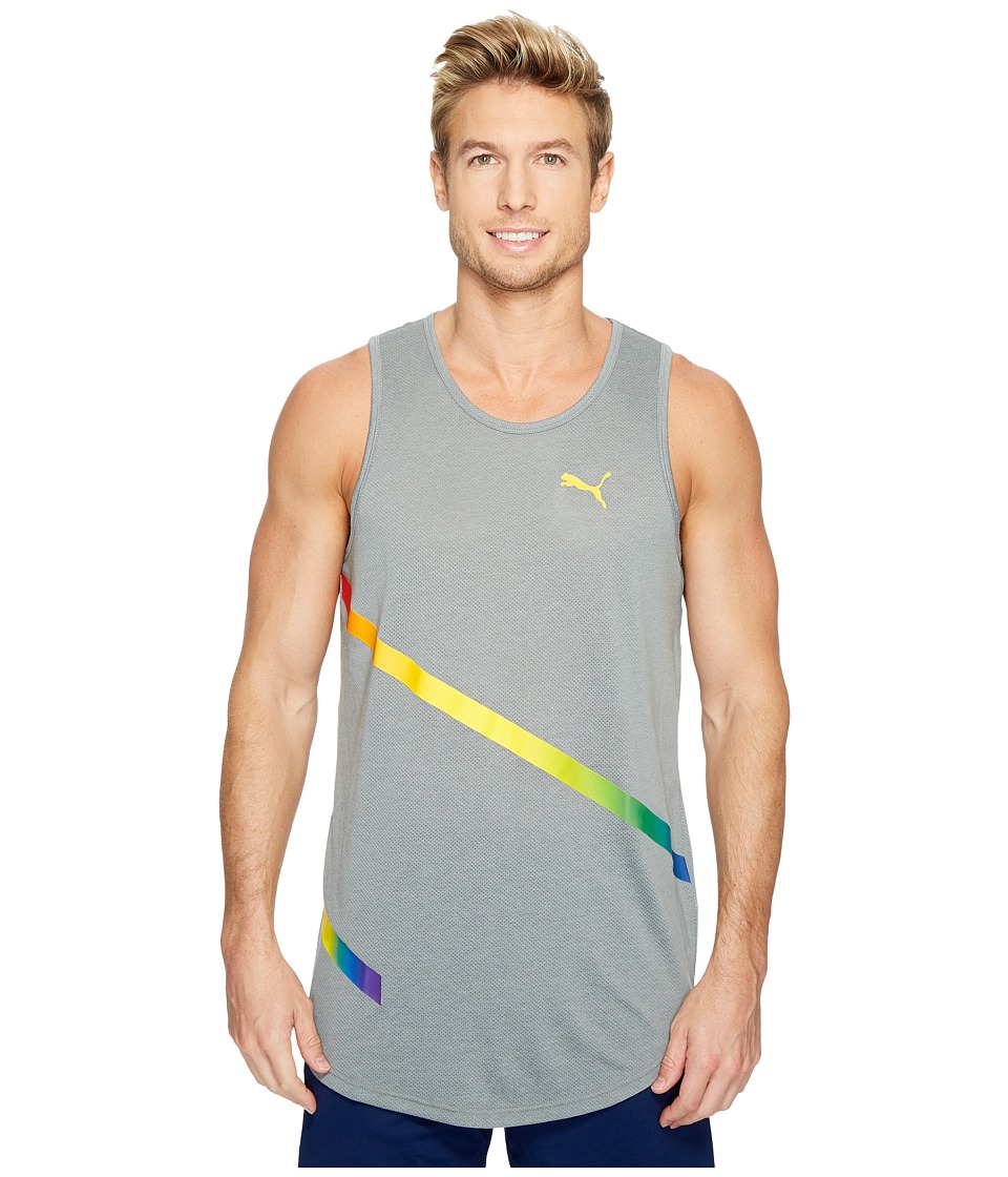 PUMA Reset Pride Tank Top (Medium Gray Heather/Rainbow Ombre/White) Men