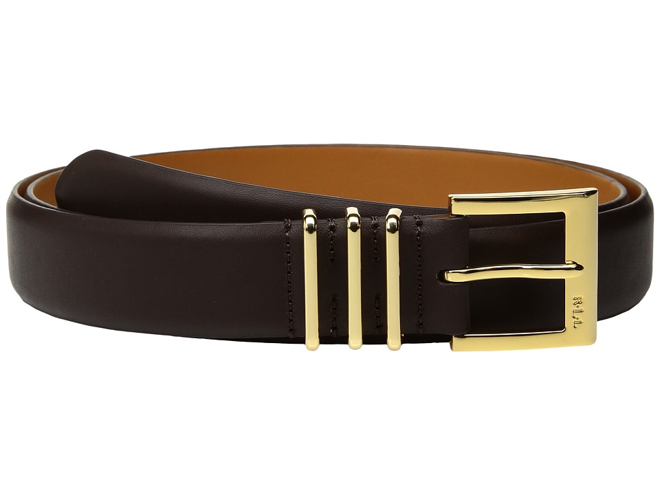 LAUREN Ralph Lauren Classics Triple Metal Keeper Belt (Chocolate) Women