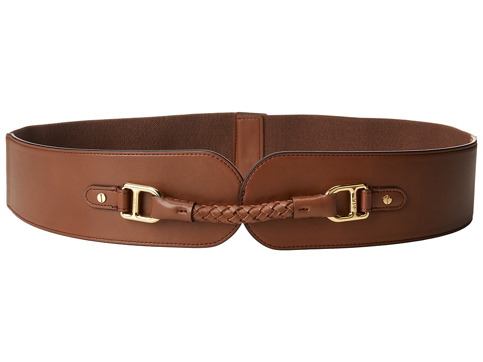LAUREN Ralph Lauren Stretch Equestrian Double Bit Belt (Tan) Women