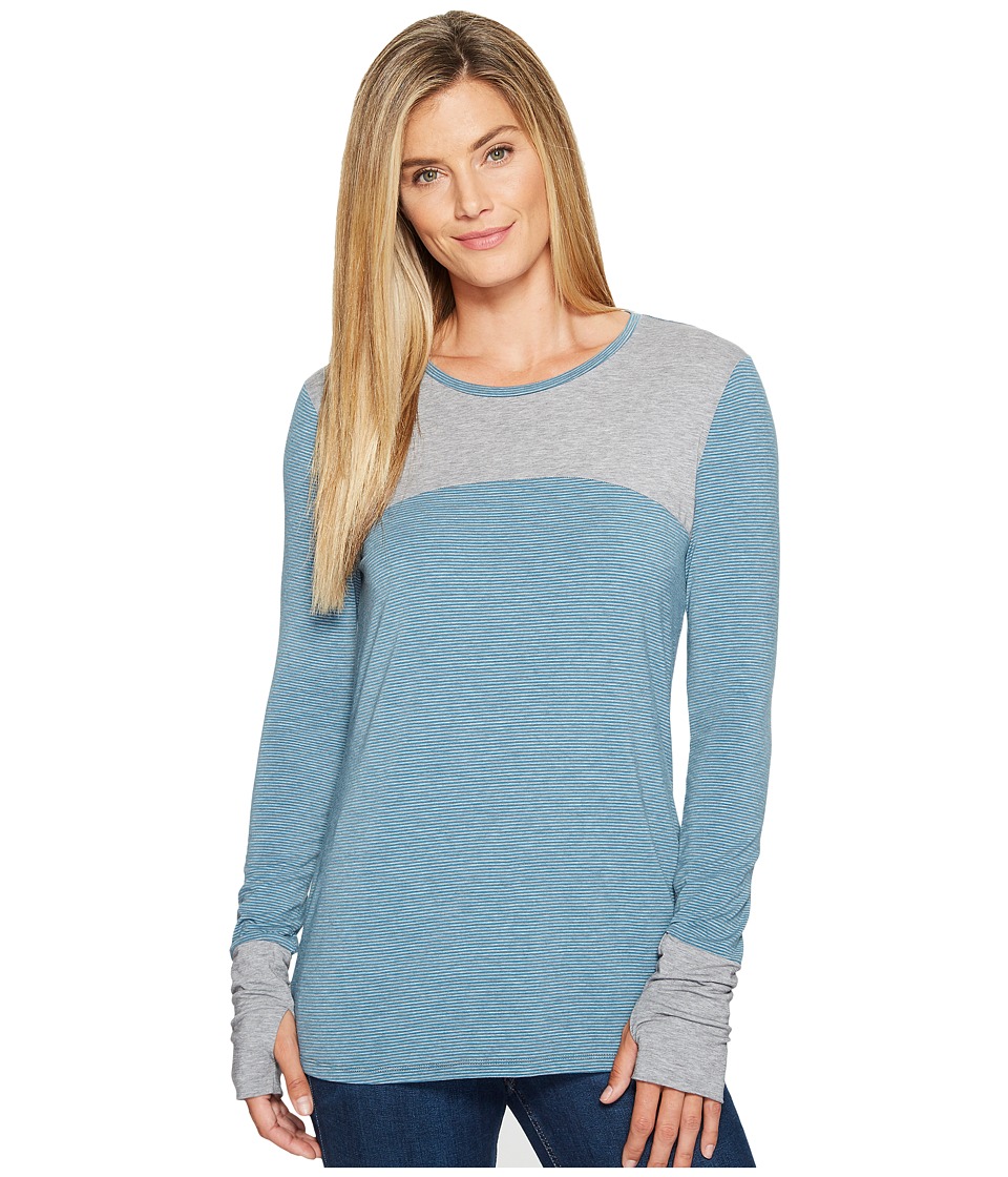Toad&Co Swifty Long Sleeve Crew (Deep Teal Stripe) Women