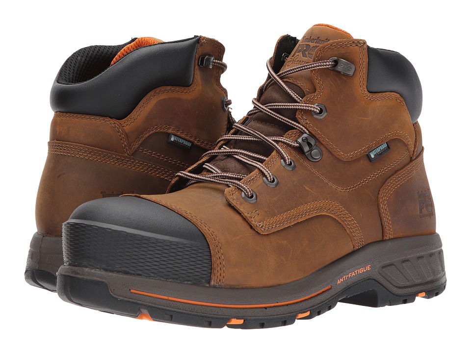 Timberland PRO Helix 6 HD Composite Safety Toe Waterproof BR (Distressed Brown Full Grain Leather) Men