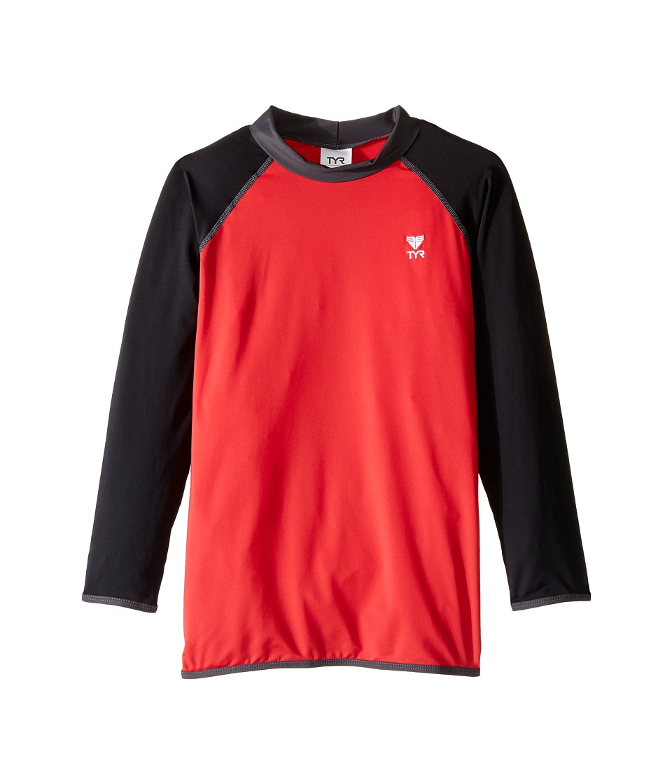 TYR Kids Solid Rashguard (Little Kids/Big Kids) (Red/Black) Boy