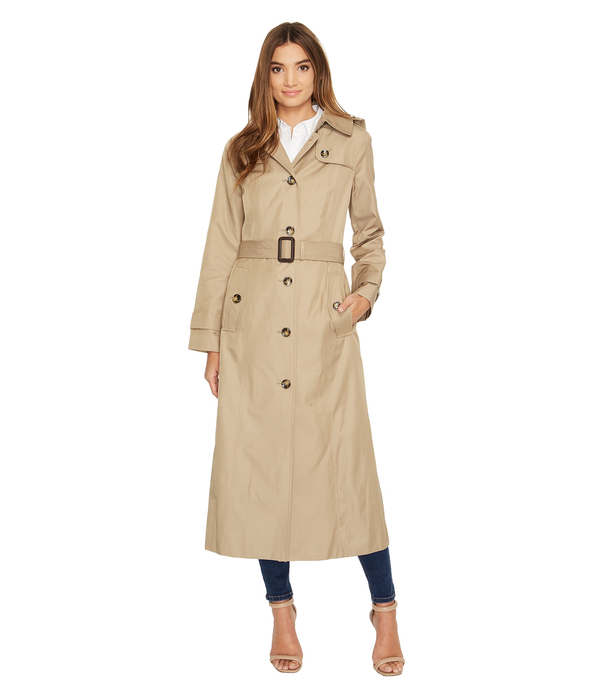 London Fog Hooded Layered Lapel Trench Coat In Pink Lyst Gallery