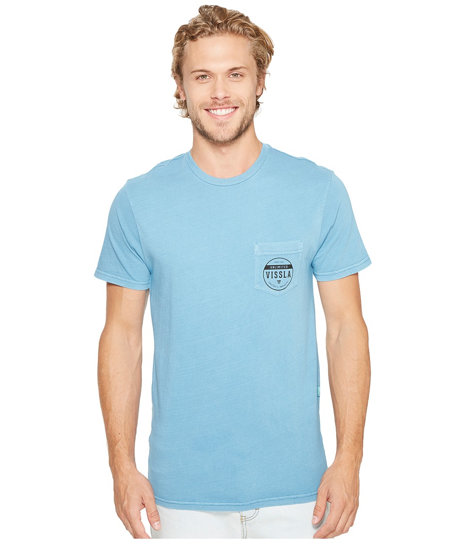 VISSLA Steadfast Pigment Dye Short Sleeve Tee (Blue Fog) Men