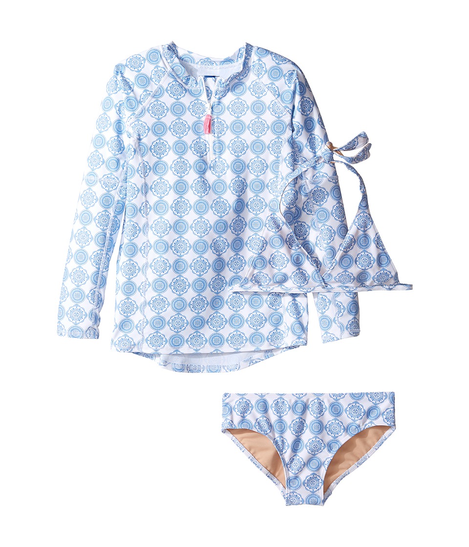 Toobydoo Delft Blue Rashguard Set (Infant/Toddler/Little Kids/Big Kids) (Blue/White) Girl