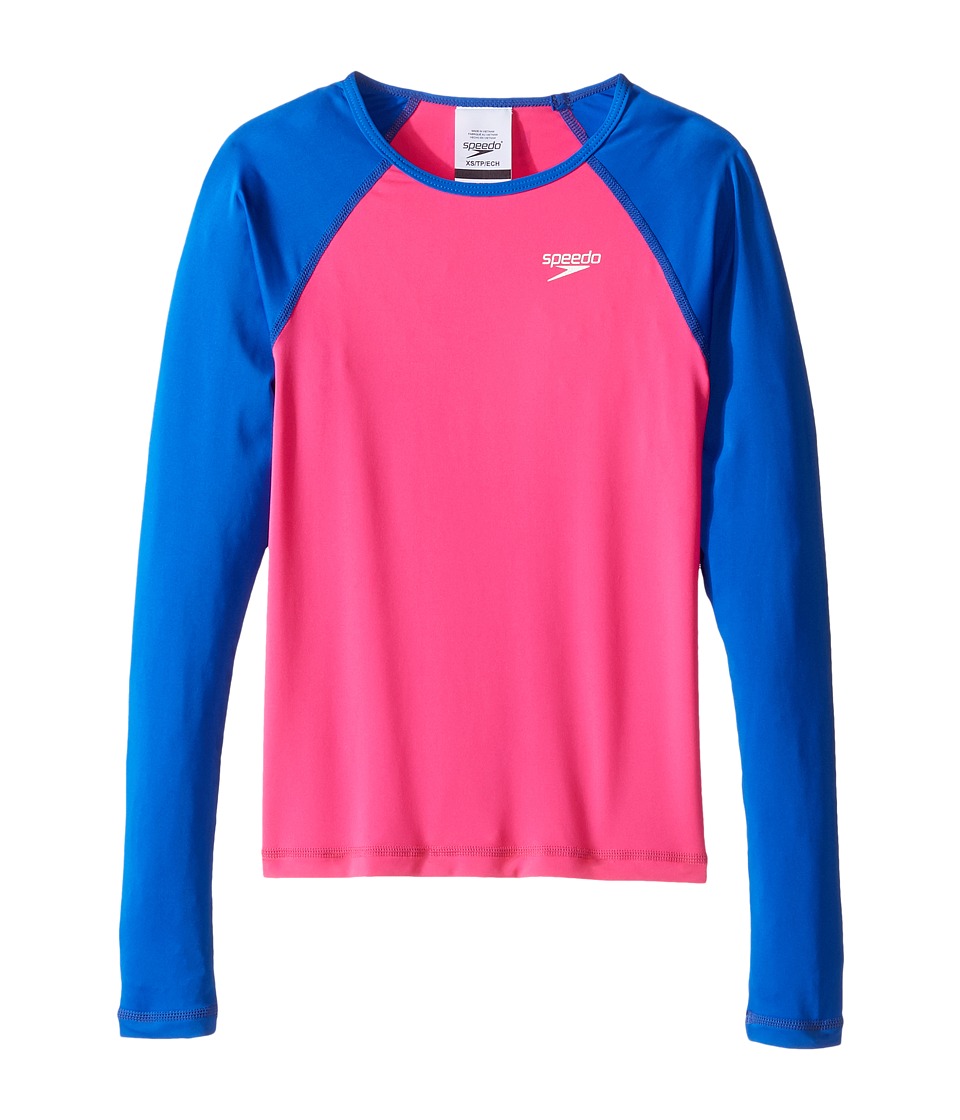 Speedo Kids Long Sleeve Rashguard (Big Kids) (Electric Pink) Girl