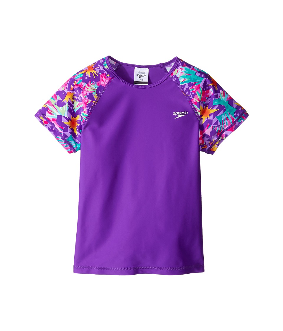 Speedo Kids Printed Short Sleeve Rashguard (Little Kids/Big Kids) (Speedo Purple) Girl
