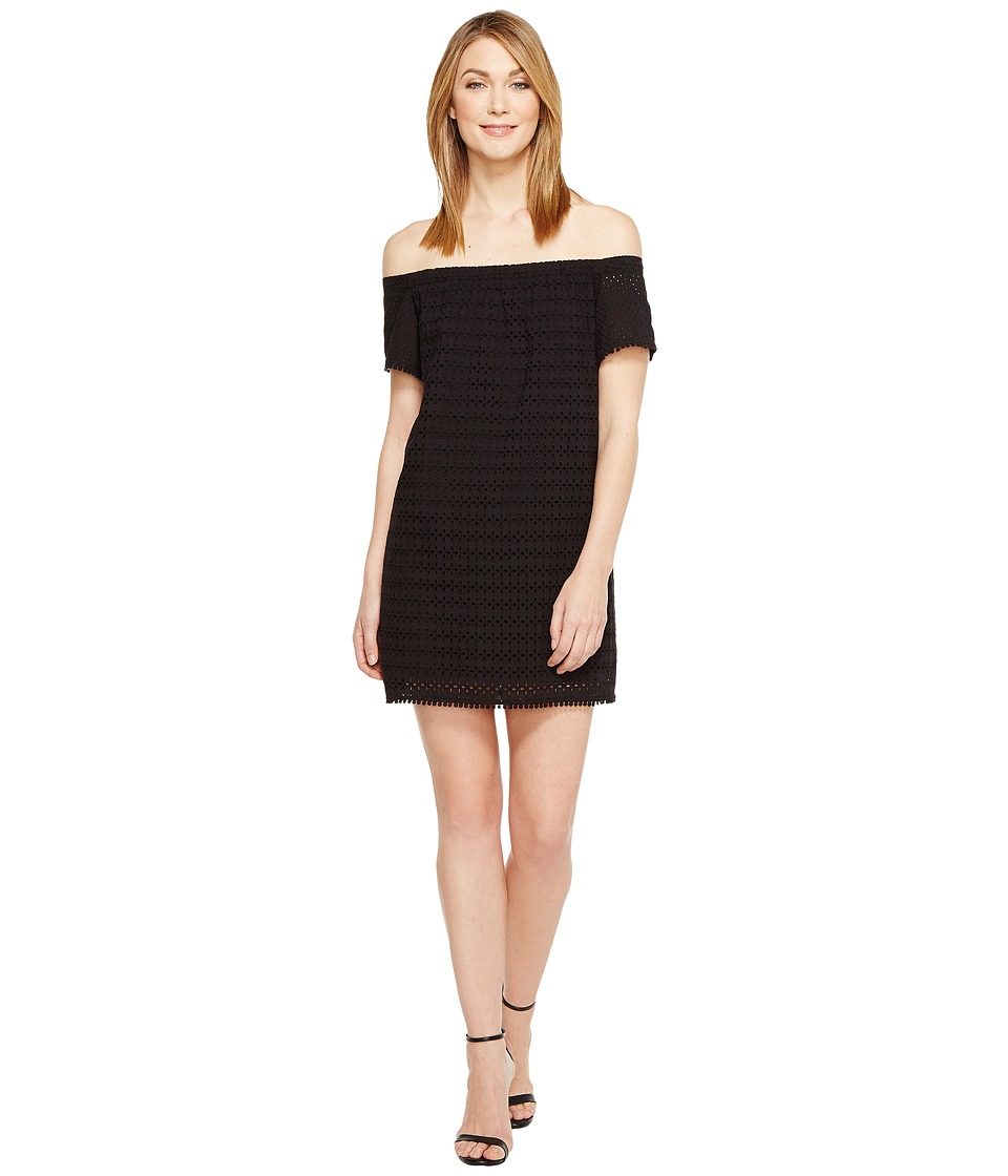 Michael Stars Eyelet Off the Shoulder Dress (Black) Women