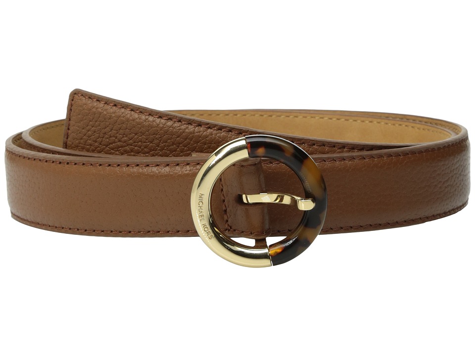MICHAEL Michael Kors 25mm Feather Edge Pebble Panel Belt on Metal Buckle (Luggage) Women