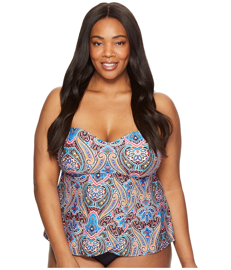 Jantzen Plus Size Vibrant Paisley Flutter Tankini (Multi) Women