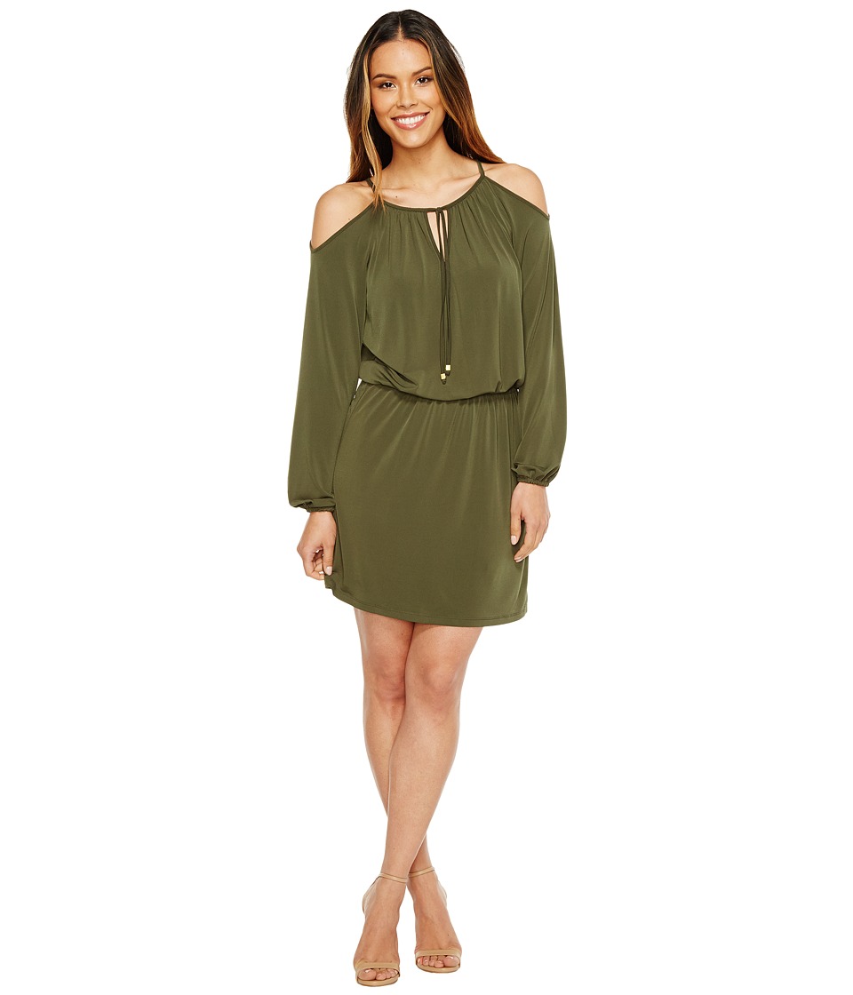 MICHAEL Michael Kors Matte Jersey Cold Shoulder Dress (Ivy) Women