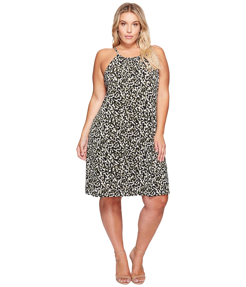 MICHAEL Michael Kors Plus Size Camo MJ Halter Dress (Safari Green) Women