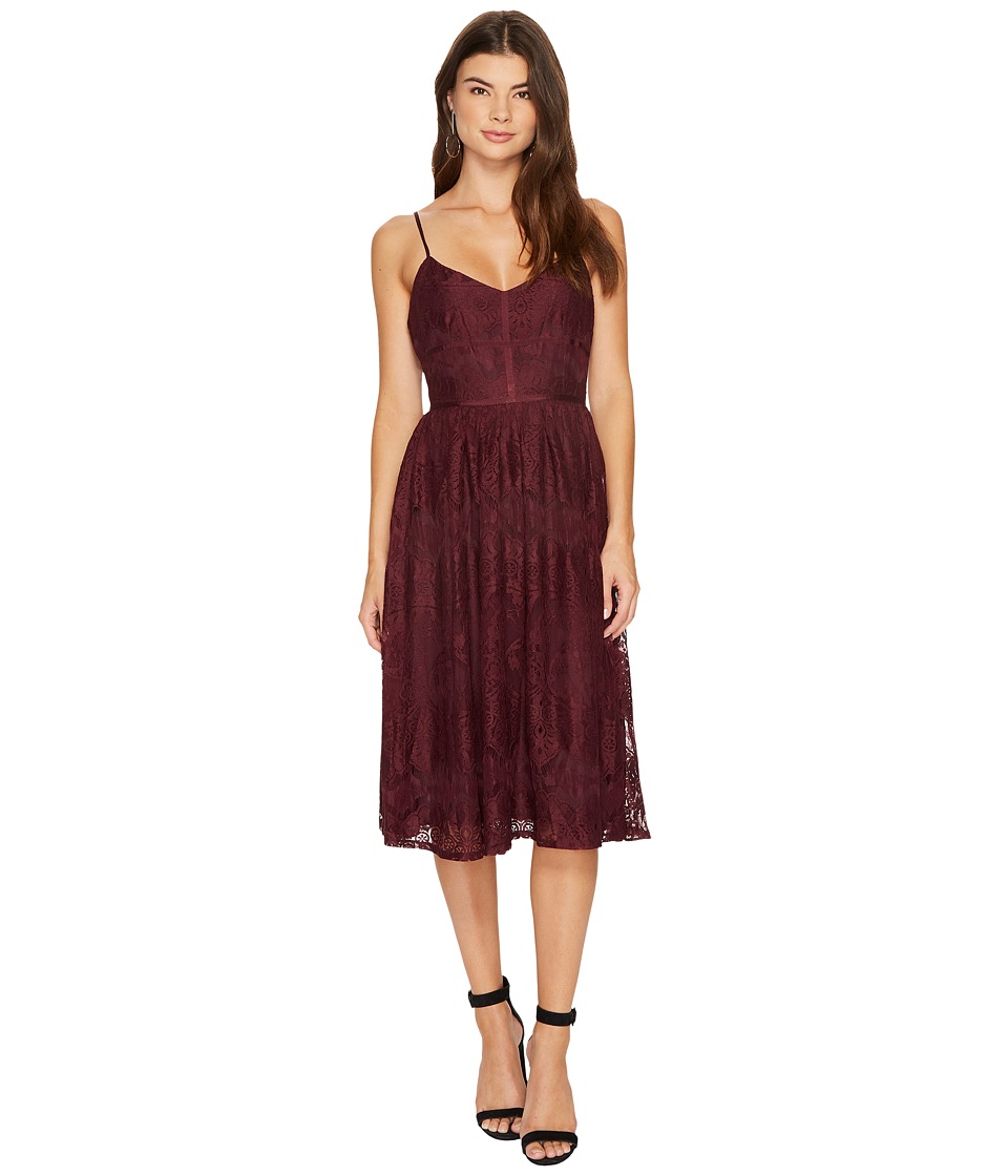BB Dakota Galina Lace Fit Flare Midi Dress (Fig) Women