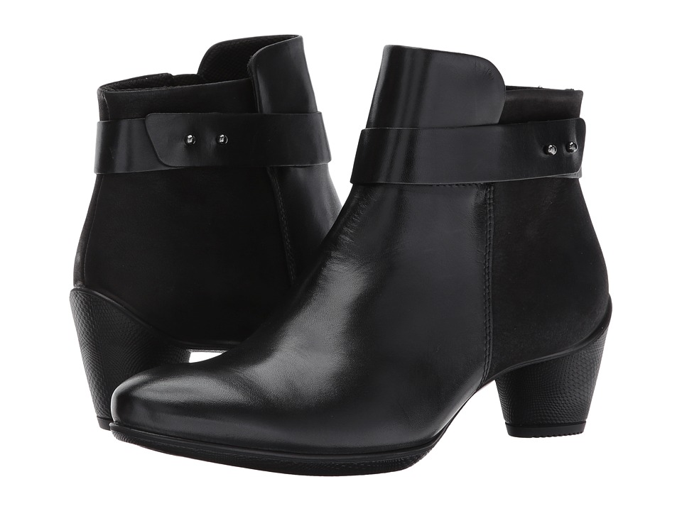 ECCO Sculptured 45 Buckle Boot (Black/Black Leather/Cow Nubuck) Women