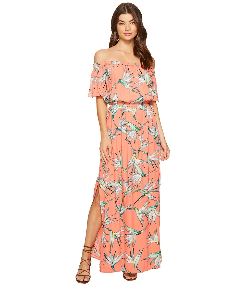 1.STATE Off Shoulder Maxi w/ Drawstring Waist (Coral Gem) Women