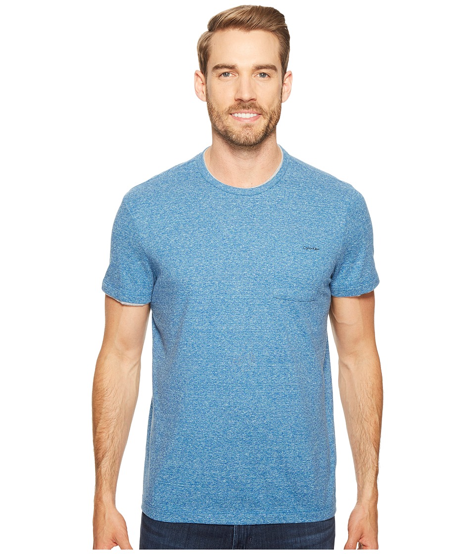 Calvin Klein Faux Double Layer Crew Neck T-Shirt (Core Blue Heather) Men
