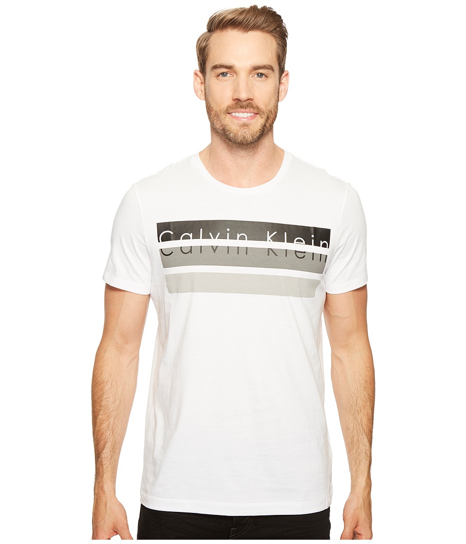 Calvin Klein Knockout Logo Stripe T-Shirt (White Wash) Men