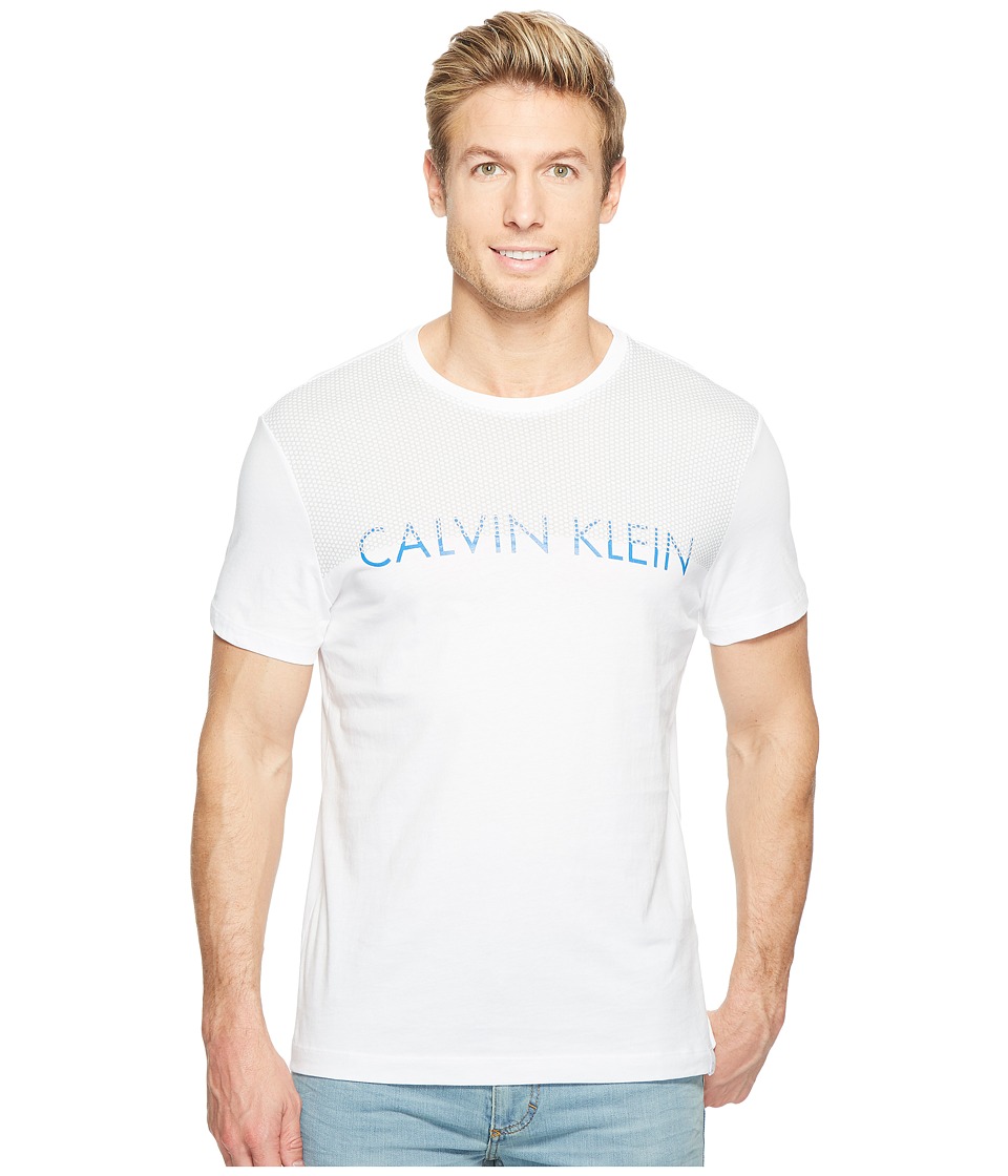 Calvin Klein Mesh Print Logo Crew Neck T-Shirt (White Wash) Men