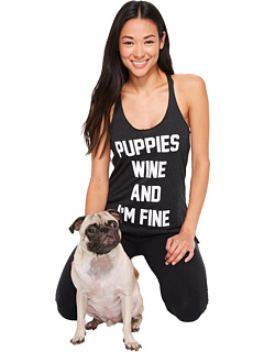 Puppies Make Me Happy - Puppies, Wine & I'm Fine - Racerback Tank Top