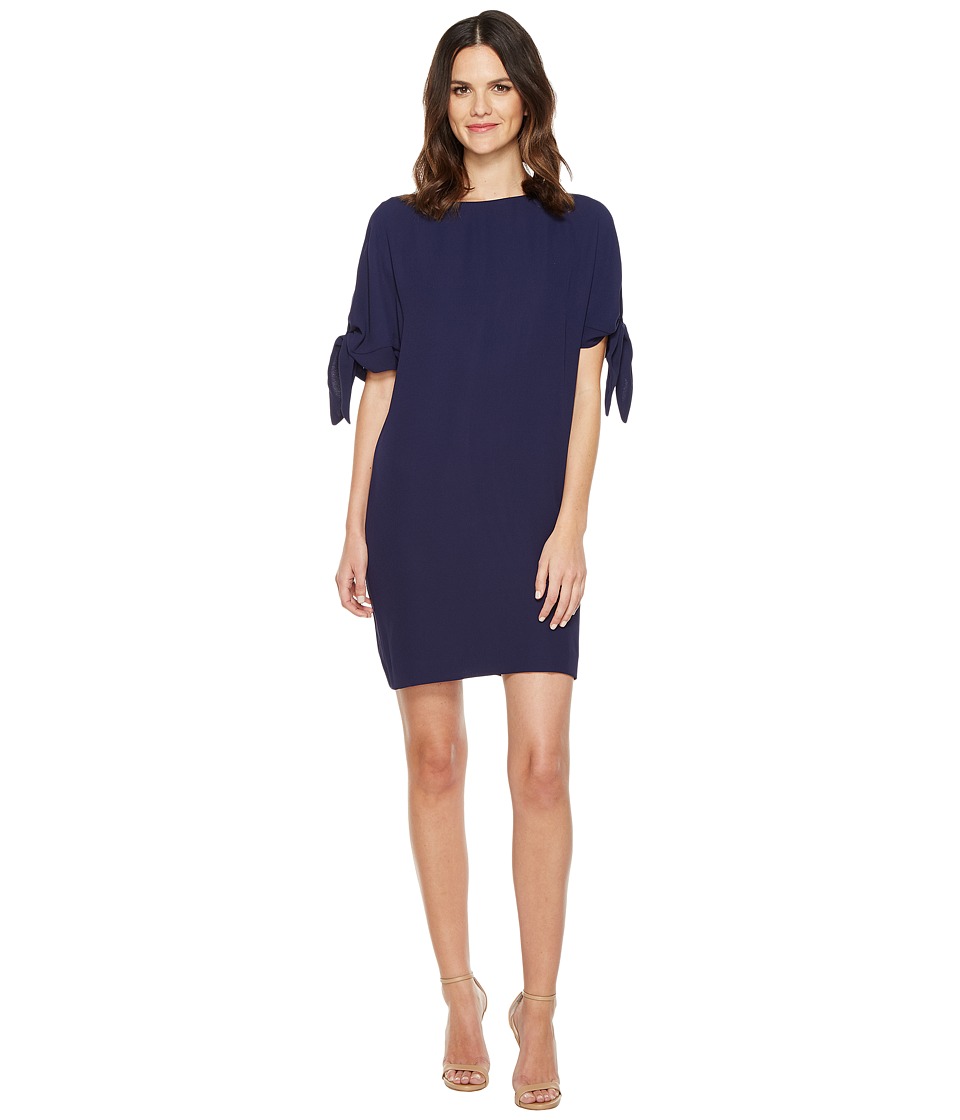 Vince Camuto Crepe Knotted Sleeve Shift Dress (Navy) Women
