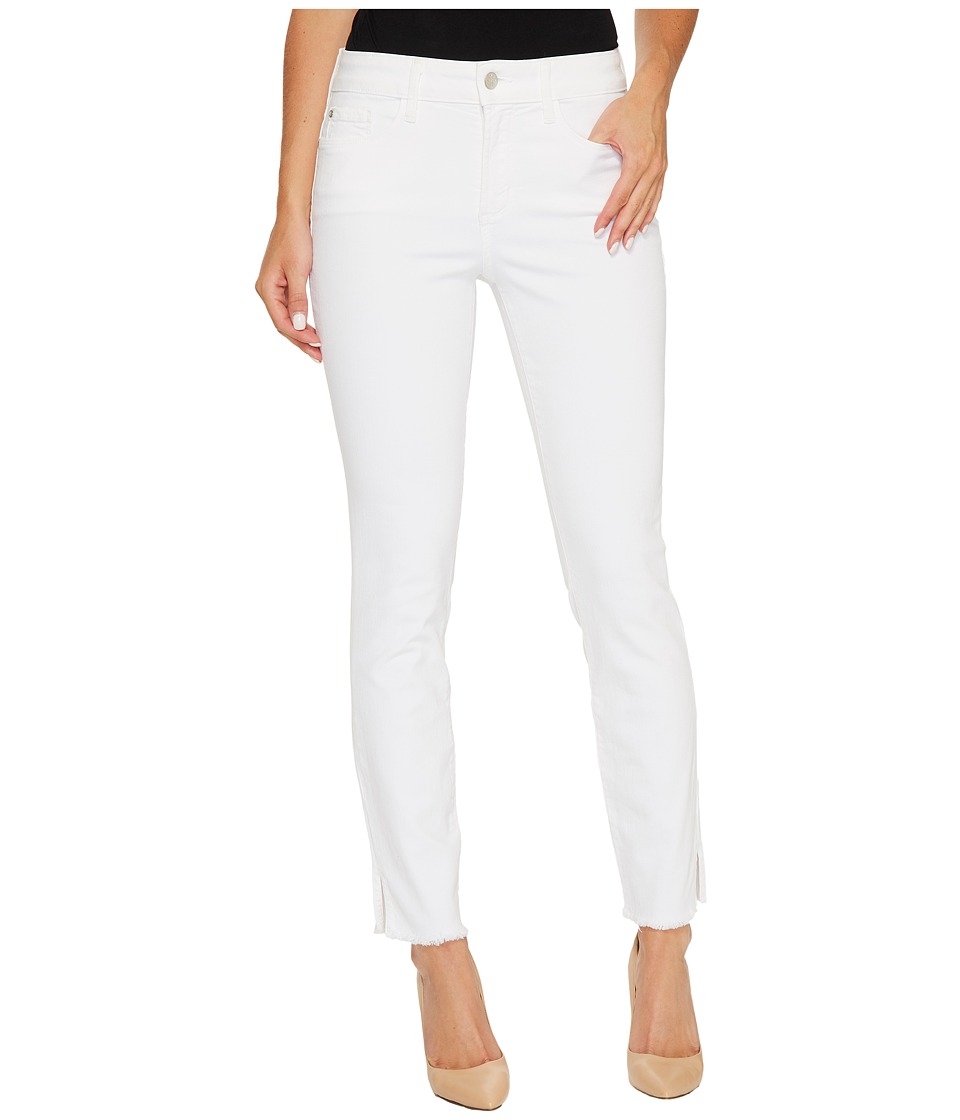 NYDJ Ami Skinny Ankle Jeans w/ Fray Side Slit in Optic White (Optic White) Women